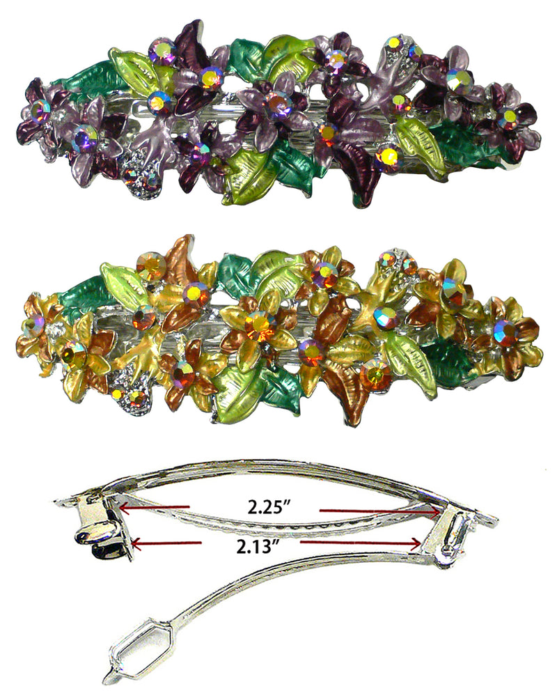 Bella Crystal Flower Barrette Metal French Clip Hair Clip