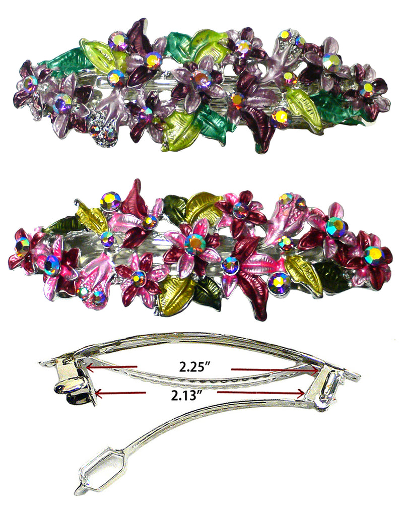 Bella Crystal Flower Barrette Metal French Clip Hair Clip