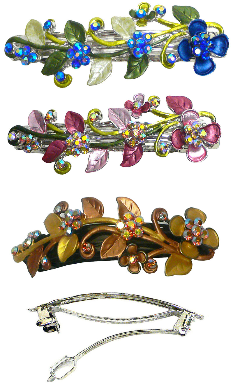 Crystal Flower Barrette, Lovely Design of Flower and Leaves