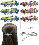Bella Set of 6 Flower Barrettes 3 ea. of 2 Colors YY86800-8-6