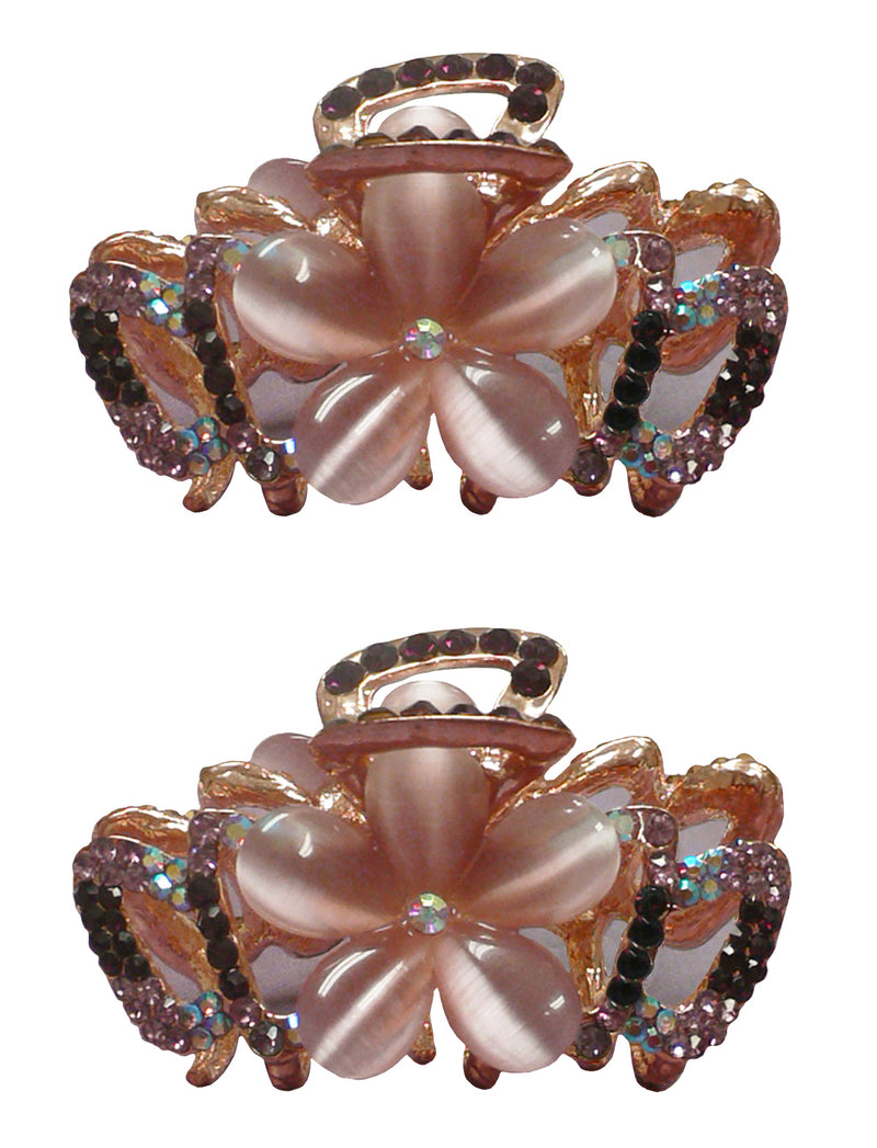 Bella Set of 2 or 3 Medium/Small Crystal Metal Jaw Clip Opal Beads CI86410-1448