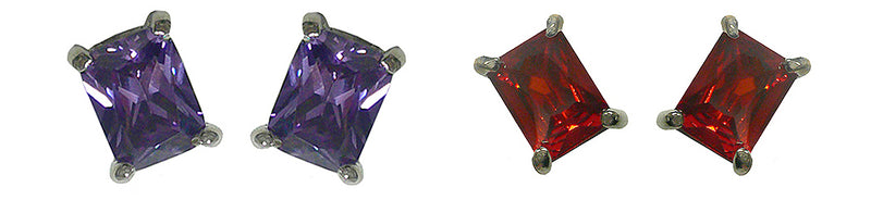 Set of 2 to Set of 4 Bella Emerald Cut Stud Earrings CZ Stones Post Earrings NF89500-2&4