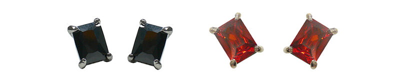 Set of 2 to Set of 4 Bella Emerald Cut Stud Earrings CZ Stones Post Earrings NF89500-2&4