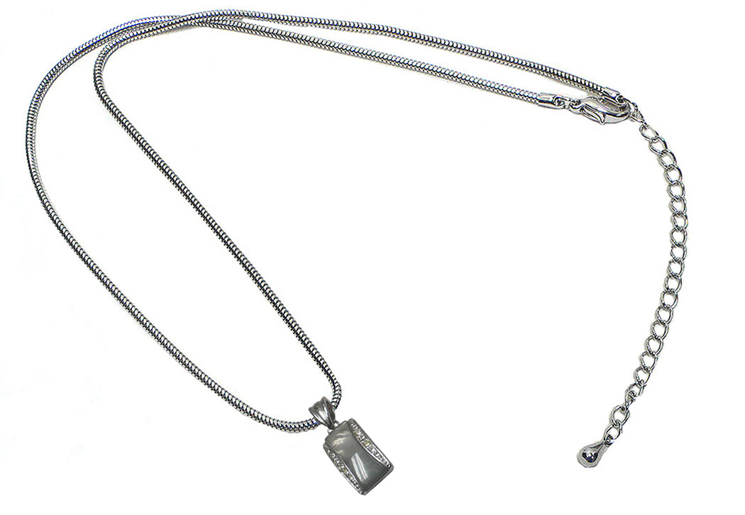 Silver chain with a rectangular mother-of-pearl pendant